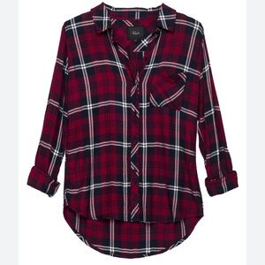 Rails Hunter Cherry,Navy and White Plaid Button Up